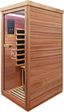 Indoor Infrared Hemlock & Okoume 1100W 1-Person MINI Sauna with LED Lights, Bluetooth Speakers