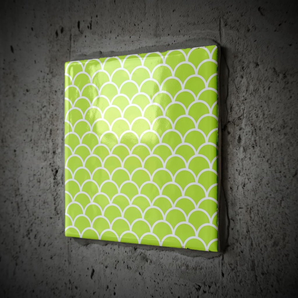 Lime Green Fish Scale Pattern - Modern Fishscale 6 Inch Ceramic Tile