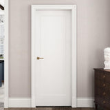 30"x80" 1-Panel Prefinished Laminate White Hollow Core Door Slab, Pre-Assembled Waterproof Shaker Style Interior Door
