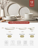 Milkyway Plates and Bowls Sets, 12 Pieces Dinnerware Sets, Reactive Glaze Dish Set, Stoneware Dishes Set for 4