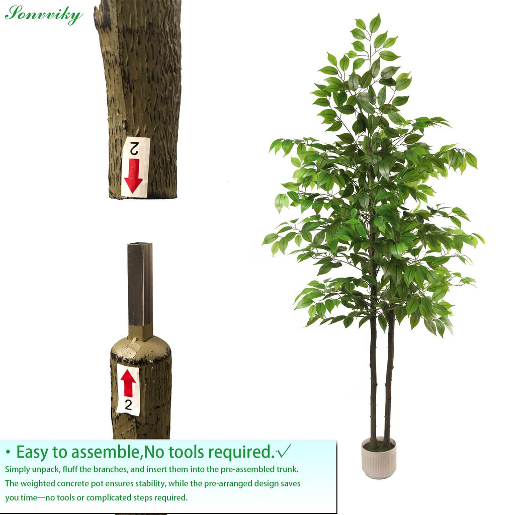 6Ft Ficus Tree Artificial, Fake Trees Artificial Indoor Decor