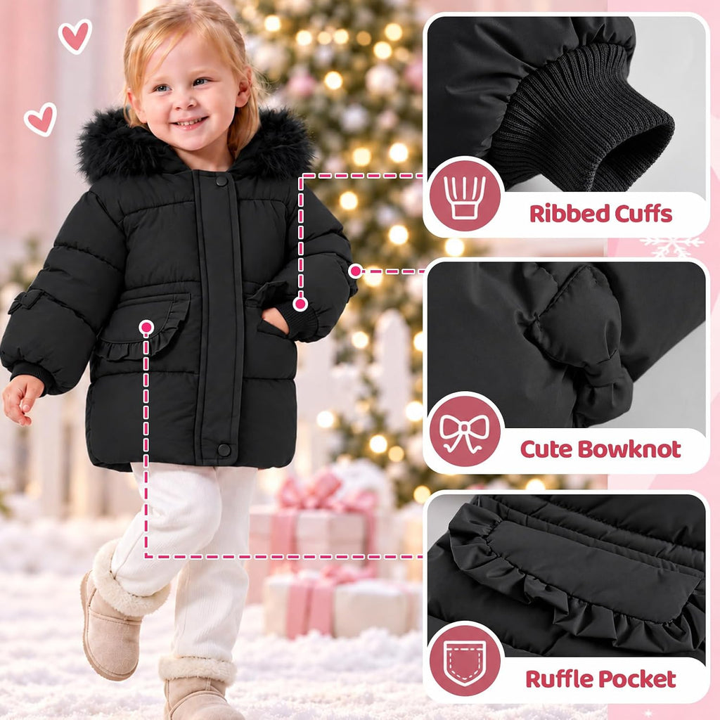 Toddler Girl Winter Coat Fleece Hooded Jacket Warm Outwear