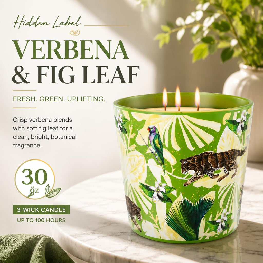 Verbena Fig Leaf Soy Candle, 30oz 3-Wick