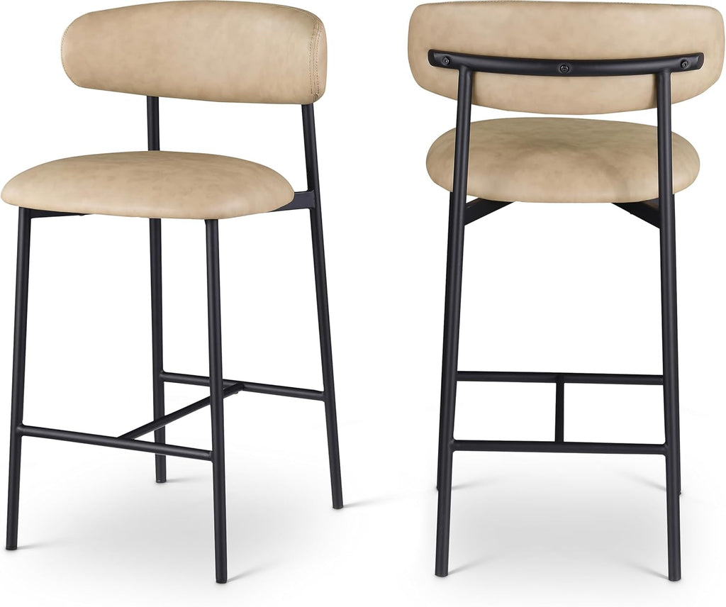 996Tan-C Lupita Collection Modern | Contemporary Counter Stool with Soft Tan Vegan Leather, Matte Black Metal Frame