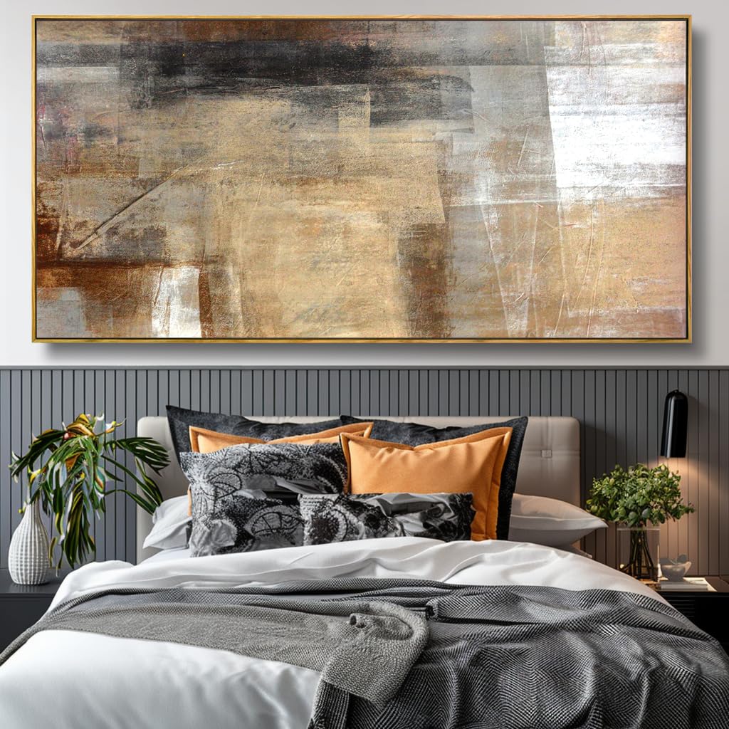Wall Art Abstract Wall Decor Yellow Black Ink Canvas Painting Modern Artwork Bedroom Dining Room Home Office Decor