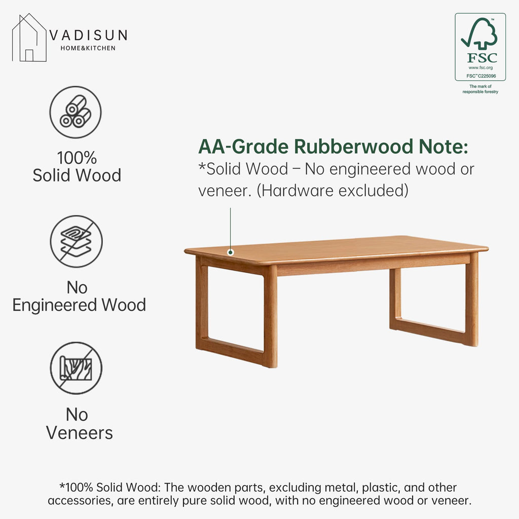 100% Solid Wood Tatami Table, Japanese Floor Coffee Table (Natural, 31.5'')