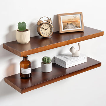 30inch Floating Shelves, Solid Pine Wood Wall Shelves, Set of 2