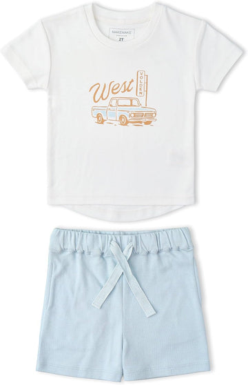 Certified Organic Cotton Spring Summer Top & Bottom Set for Baby & Kids- Wild West, 18-24 Months