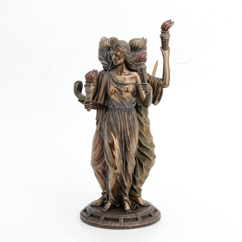 Large Bronze Finish Greek Goddess Hecate Triple Goddess Statue Figurine