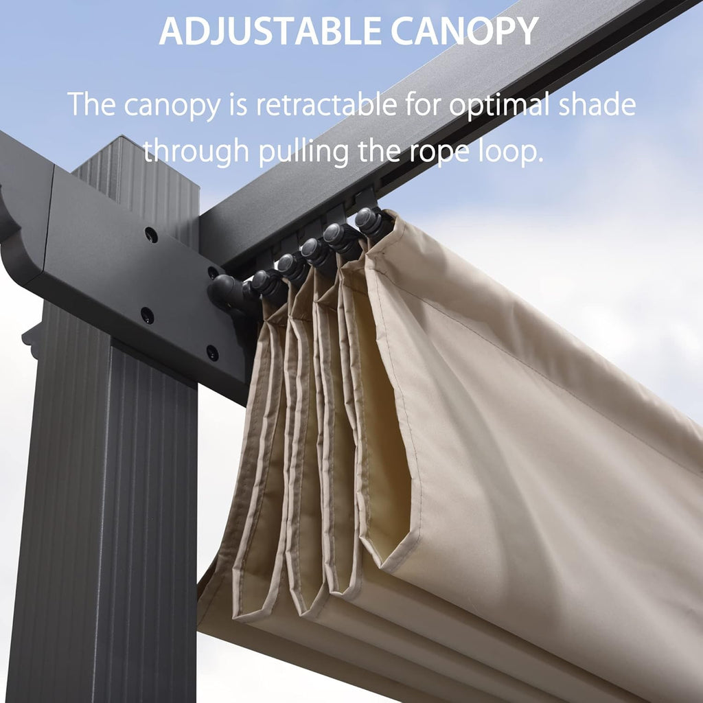 10' X 10' Outdoor Retractable Pergola with Sun Shade Canopy  - Image 4