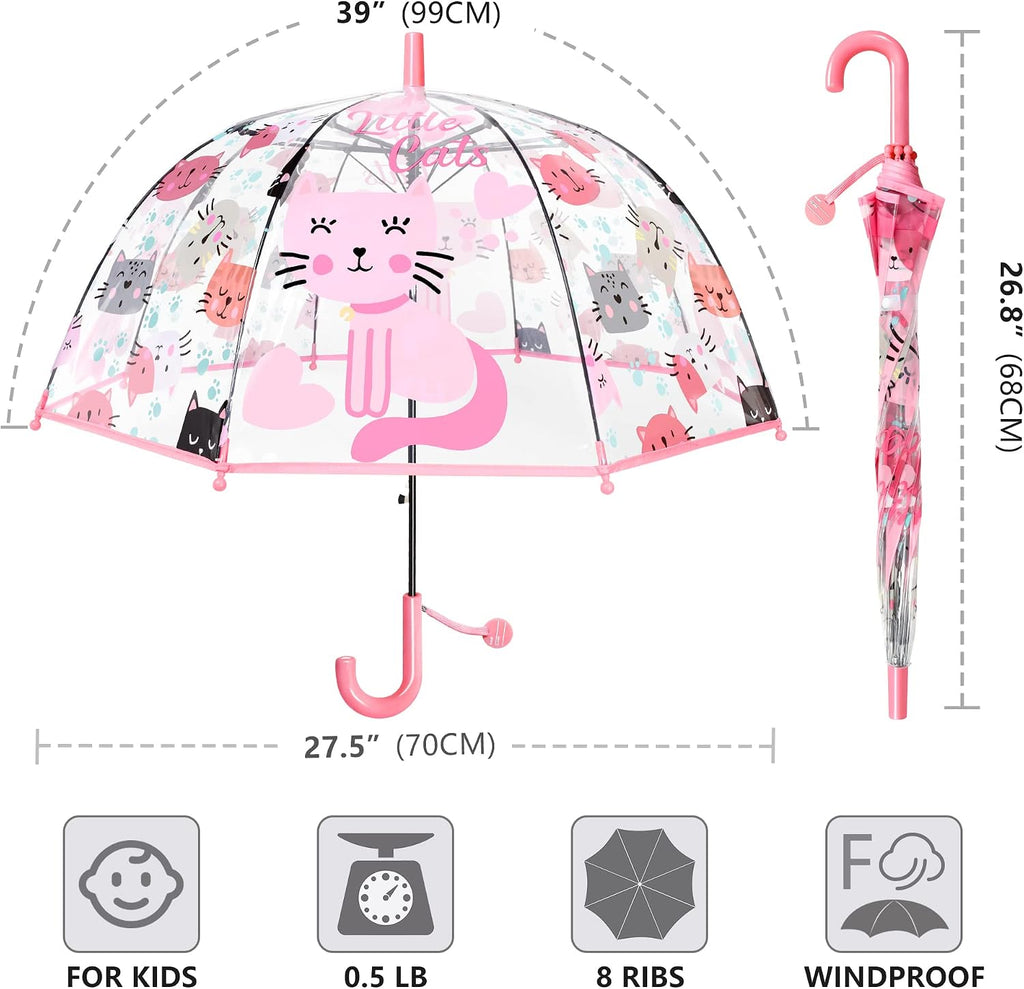 Kids Umbrella Clear Bubble Umbrellas for Rain,Safety Dome Windproof Umbrella for Kid Girls and Boys