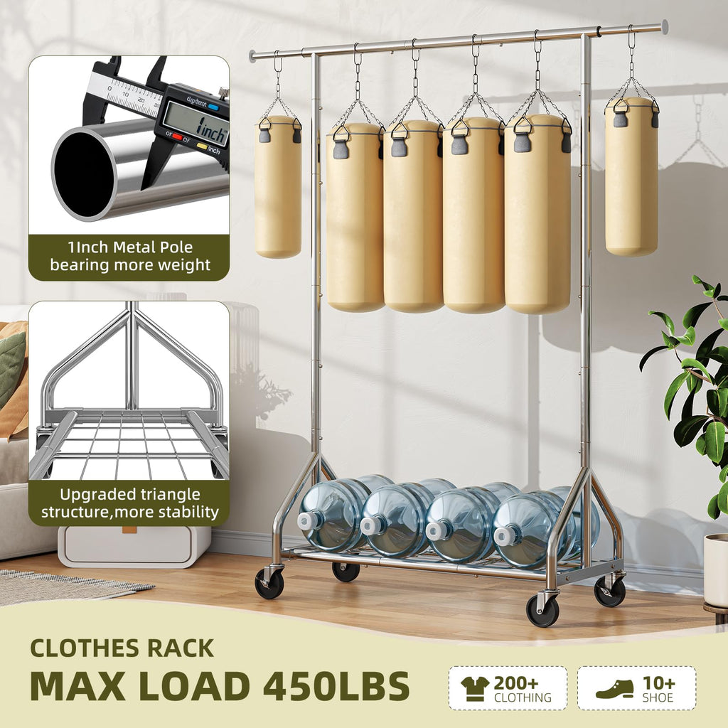Double Rod Clothing Rack, Heavy Duty Clothes Rack, Chrome