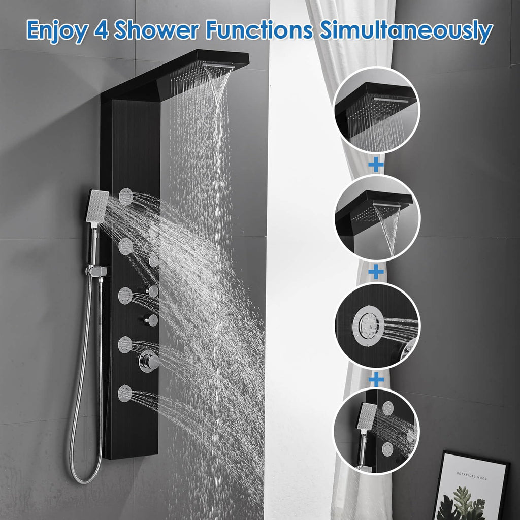 Shower Panel Tower System - 4 Shower Modes Simultaneous Function