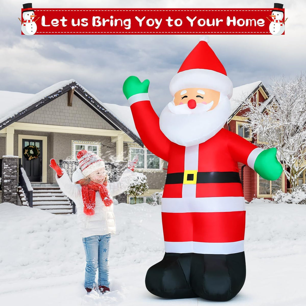 8.8 FT Waving Christmas Inflatables Santa Claus Shaking Hand - Outdoor Santa Christmas Decorations Blow Up Santa for