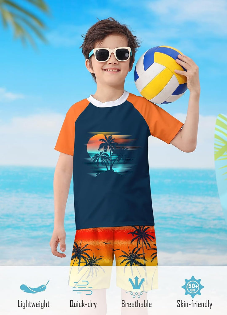 Boys Swim Set Rash Guard Swimsuits Two Piece