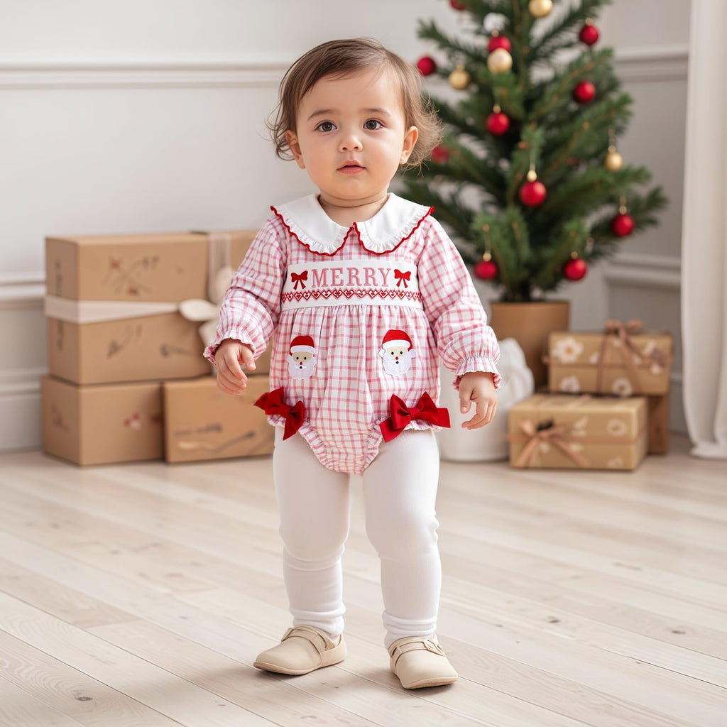 My First Christmas Baby Girl Romper Santa Claus Bodysuit Xmas Clothes