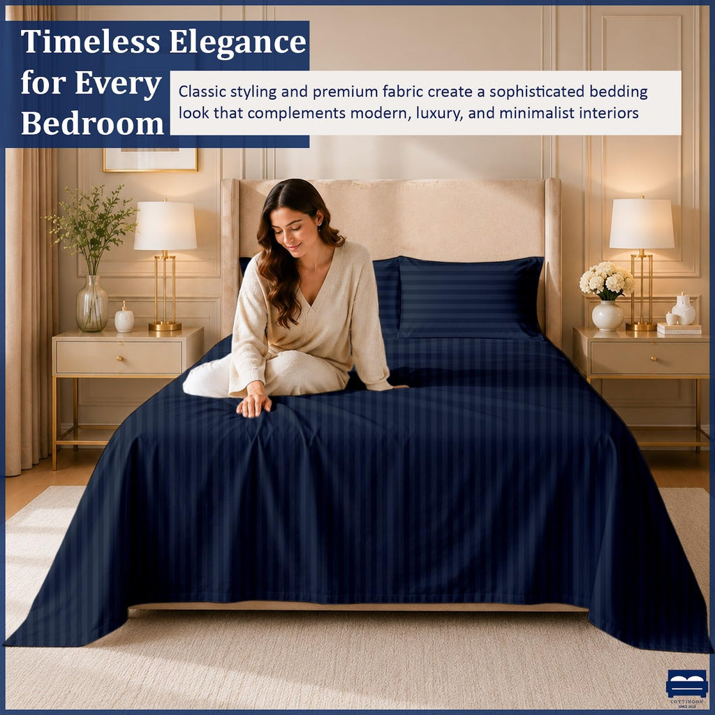 Full XL Sheets, Luxury Soft 100% Egyptian Cotton, 4 Pcs Dorm Bedding Set to Fit Upto 15" Deep College Room Mattress