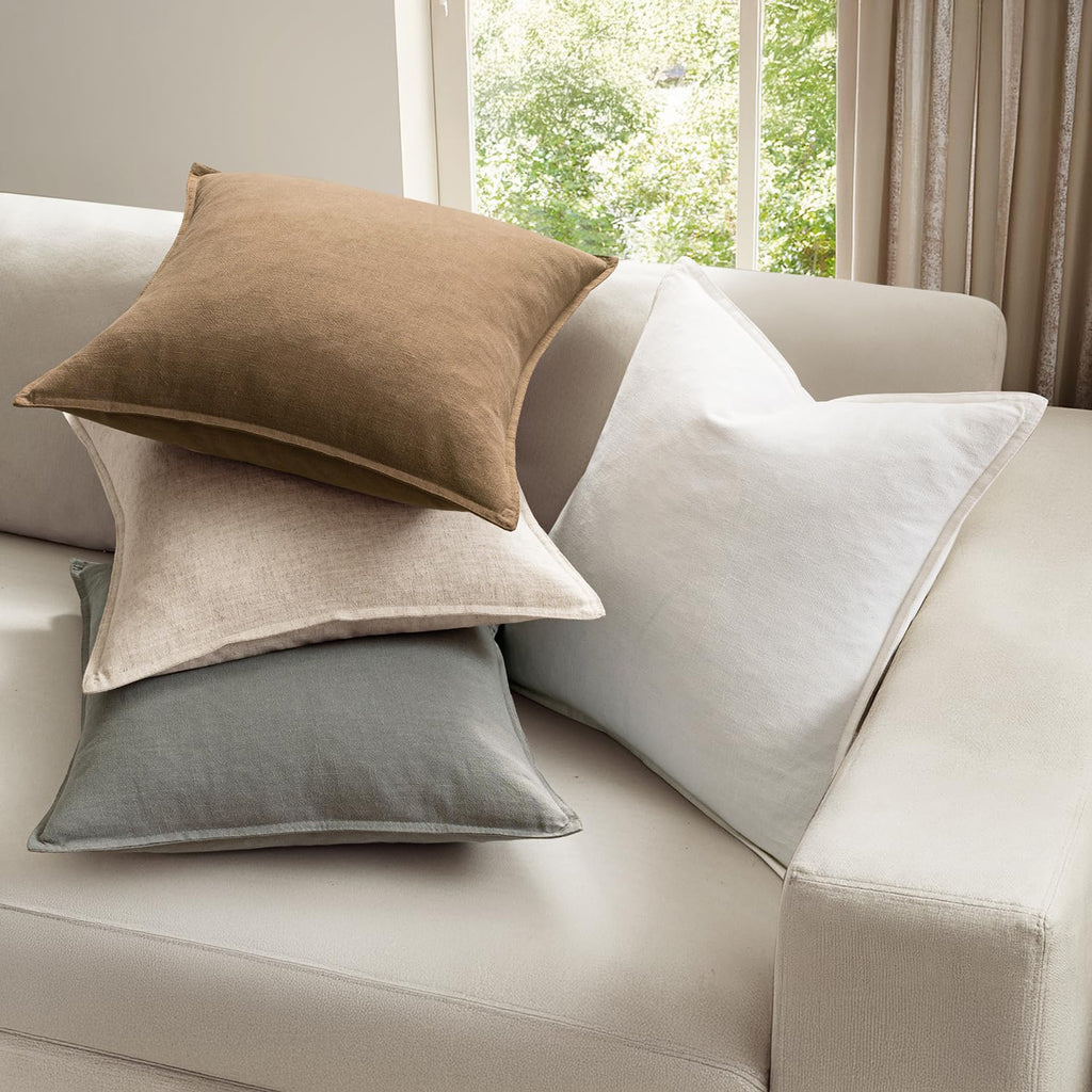 Neutral Boho Linen Decorative Pillow Covers 20x20 Inch Pack of 4