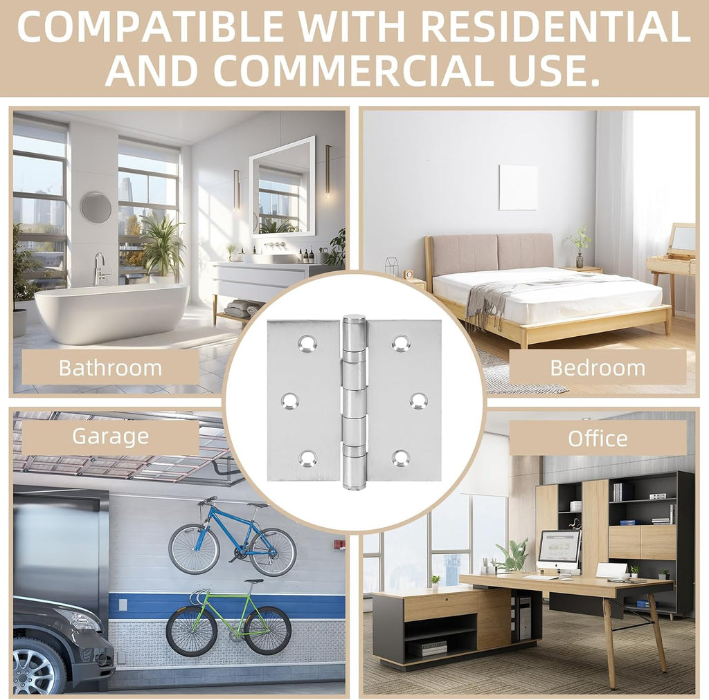 3.5" Ball Bearing Door Hinges with Square Corner