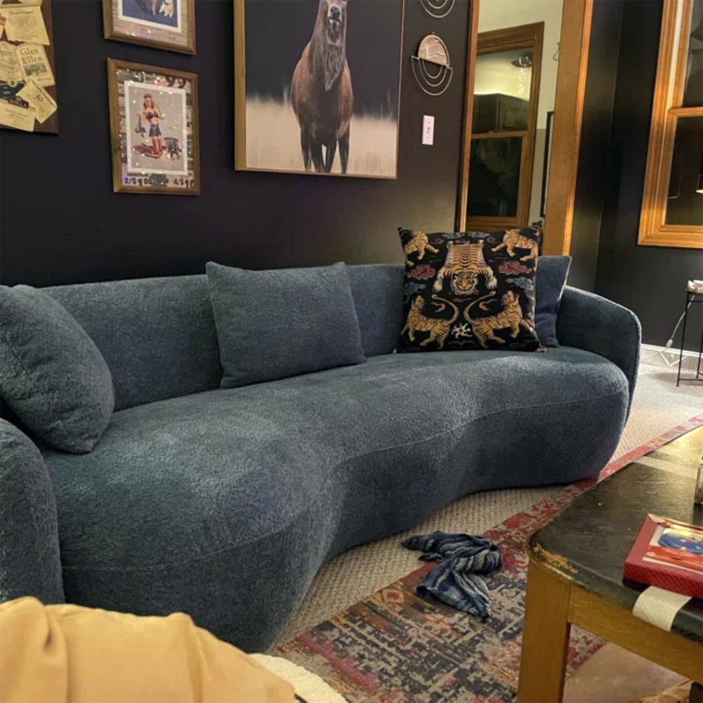 Curved Sofa Couch, 93.6" 3-Seater ModernCouch CurvedSofas Boucle Sectional SofaCouch, Comfy Cloud Upholstered