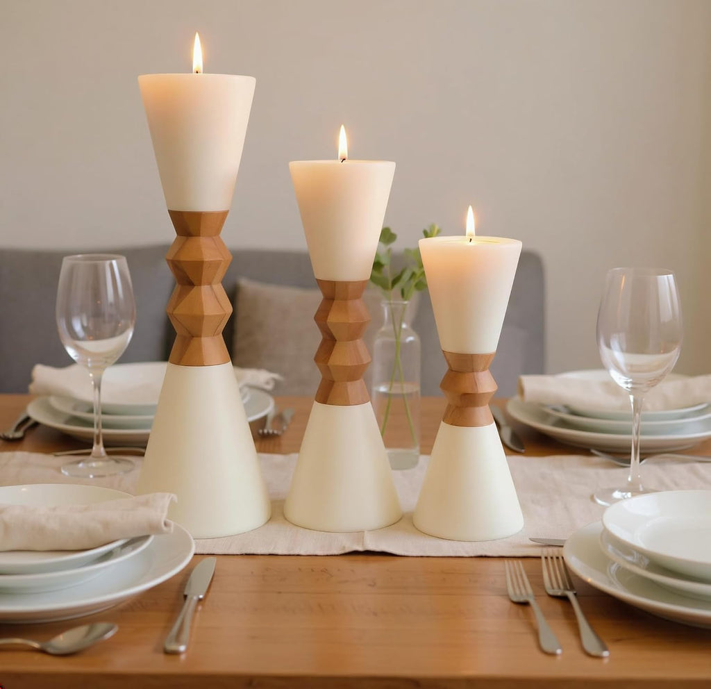Set of 3, Marble Tealight Candle Holder 10", 9" and 8"