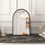 Black Arched Wall Mirror Aluminum Alloy Frame Bathroom Mirror Brushed Metal Vanity Wall Mounted Mirror Bedroom