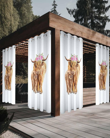 Outdoor Curtains Waterproof, Mother's Day Yak Privacy Screen Outdoor Front Porch Decor, Grommet Outside Curtains for