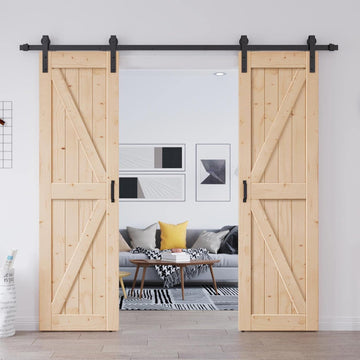 48in x 84in (Double 24in×84in Door) Barn Door with 8FT Sliding Door Hardware & Handle Included,DIY A