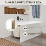 60 Inch Alcove Soaking Bathtub, Rectangular Acrylic Tub with Integral Apron, Left Drain, Glossy White Finish, Brushed
