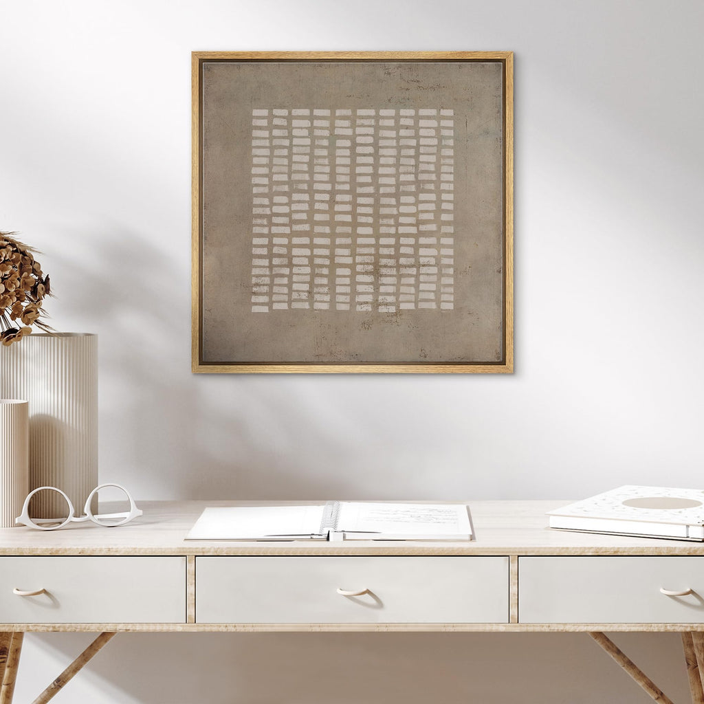 Framed Canvas Print Wall Art Mid-Century Geometric Line Pattern Abstract Shapes Illustrations Modern Art Decorative
