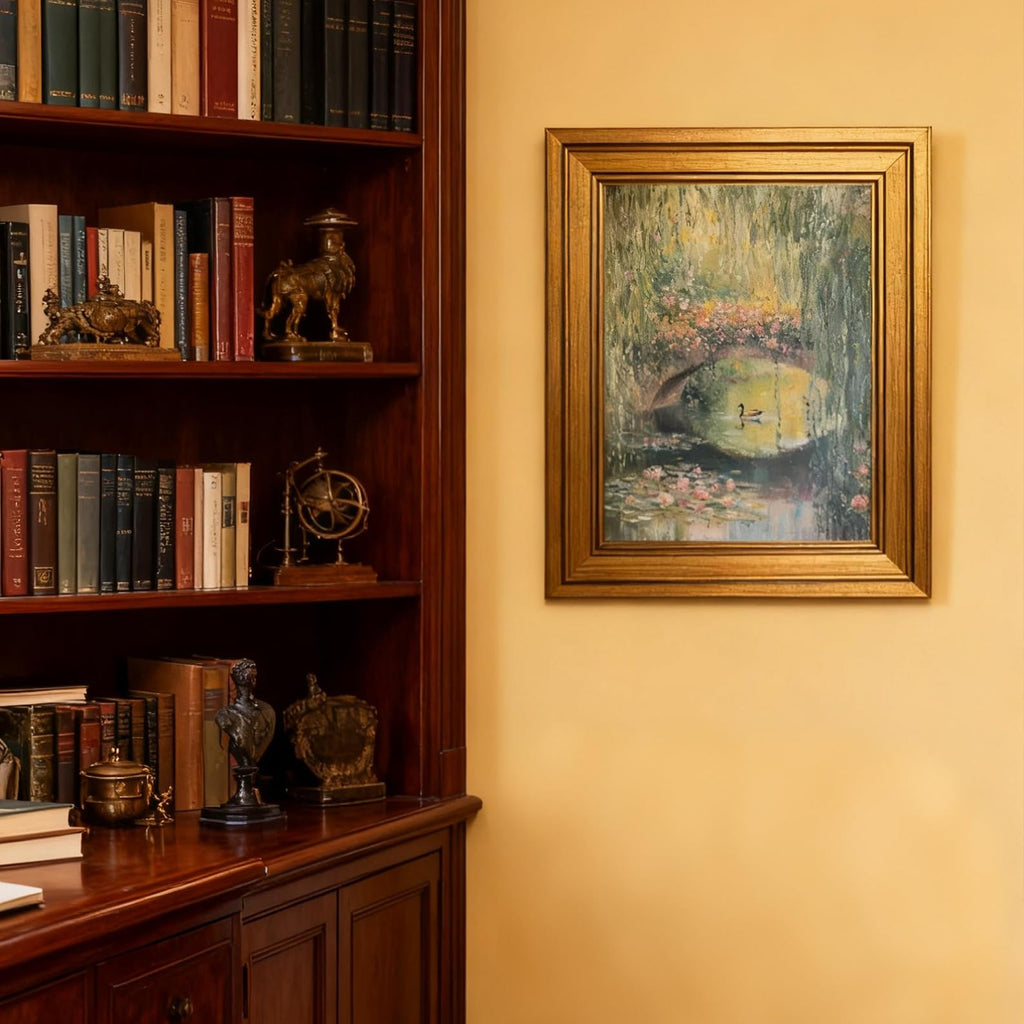Gold Framed Wall Art Monet Floral Landscape Painting Picture Wall Decor Vintage Country Poster Print Artwork Living