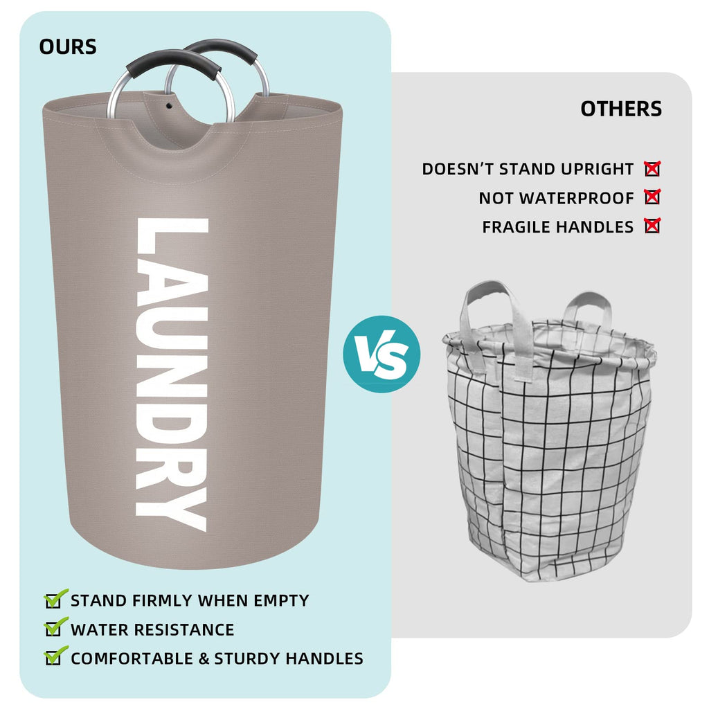 115L Large Laundry Basket, Dirty Clothes Waterproof Laundry Hamper, Khaki
