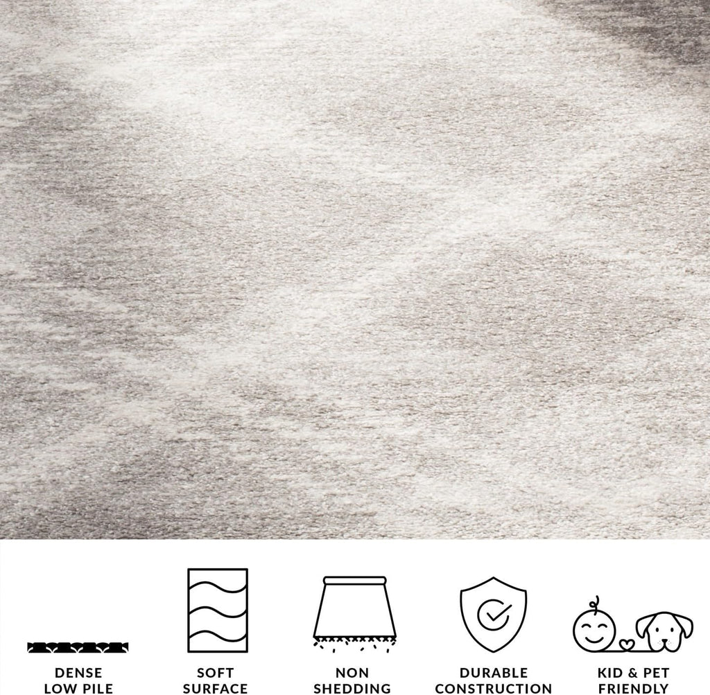 Adirondack Collection Area Rug, Light Grey & Ivory, Modern Plaid Design, Non-Shedding & Easy Care, Ideal