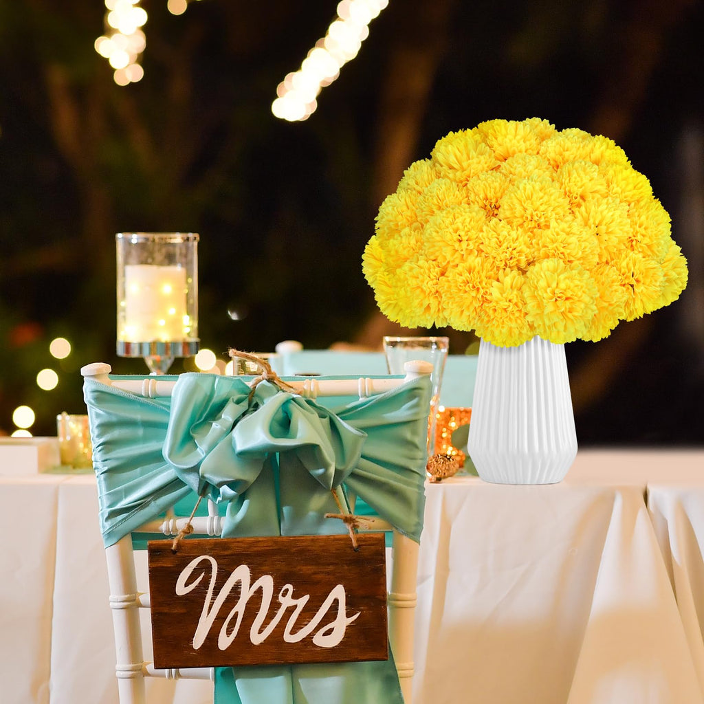 36 Pcs Chrysanthemum Artificial Flowers Yellow Fake Silk Mums