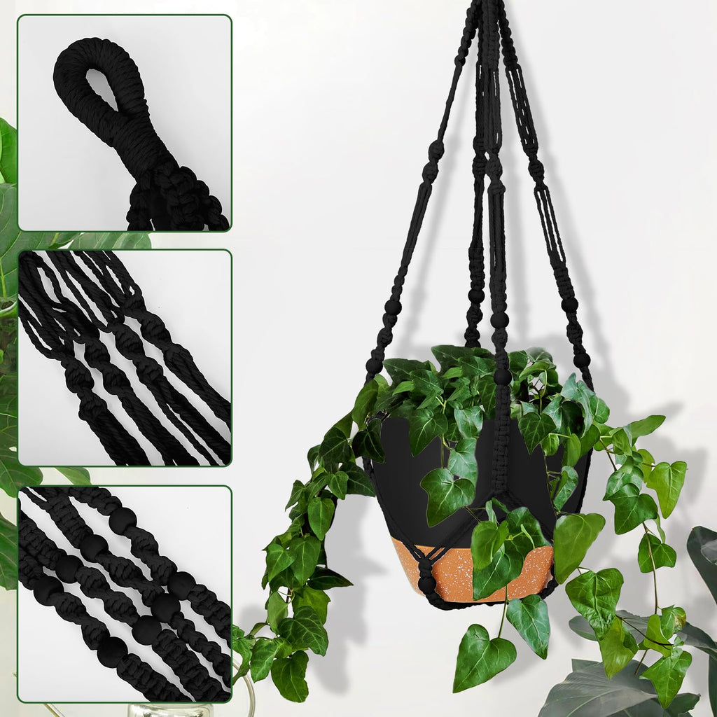 10 Inch Hanging Planters with Macrame Plant Hanger for Indoor and Outdoor Plants, 2 Pack Large Self Watering Hanging