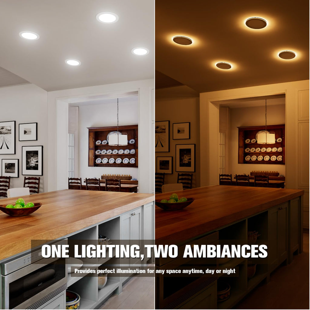 4 Pack 6 Inch 5CCT Recessed Light with Night Light