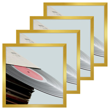 Vinyl Record Frame, 12.5 x 12.5 in, Gold, 4 Pack
