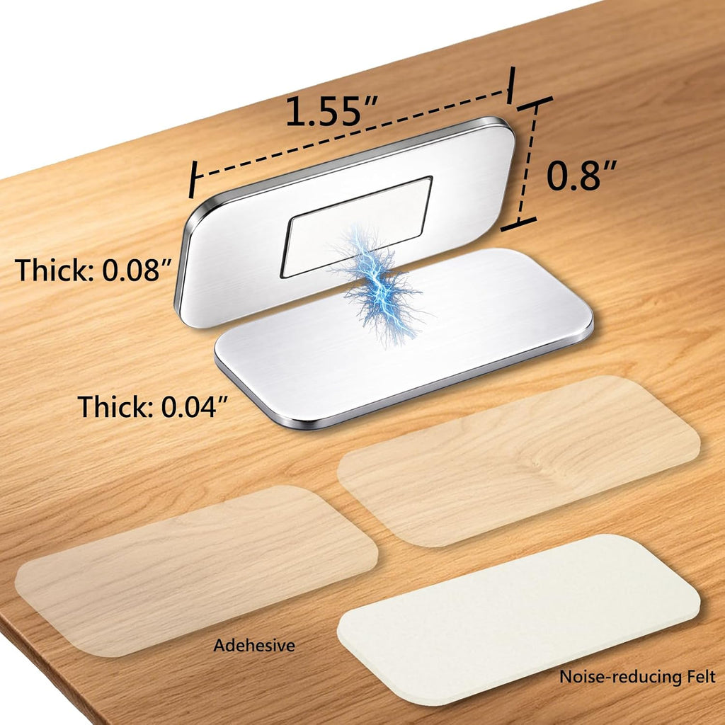 8 Pack Magnetic Cabinet Door Catch, No Drill Adhesive Magnets with Soft Felt Pad, Ultra Thin Quiet Close Anti-Scratch