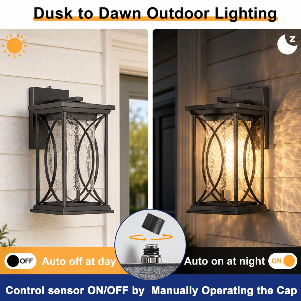 18" Extra Large Outdoor Sconce with photocell Sensor Coach Lantern Modern Large Exterior Light Fixture Waterproof