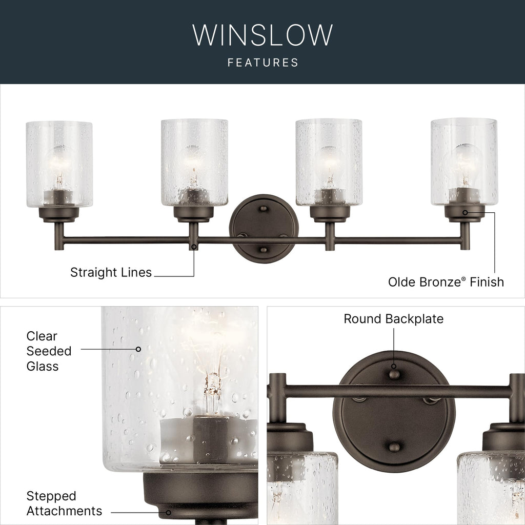 Winslow 4-Light Farmhouse Vanity Light, Olde Bronze