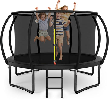 Trampoline Ø 244/370/427cm with All Parts, Pumpkin Design, Stable Frame Construction, Outdoor Trampoline with