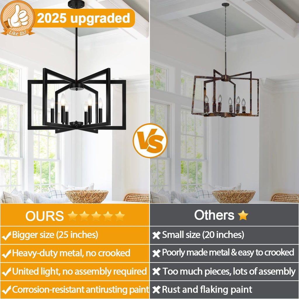 25"-61" Height Adjustable Modern Matte Black Chandelier for Dining Room