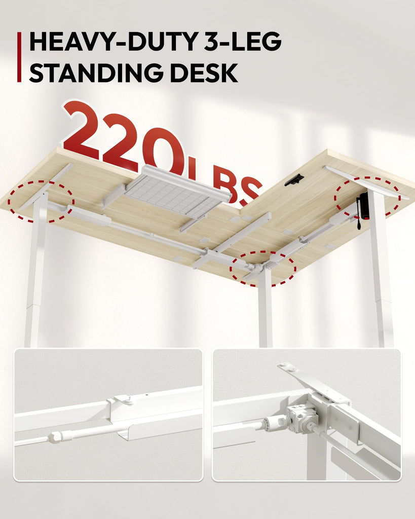 Electric L-Shaped Corner Standing Desk with Drawer, 63x55