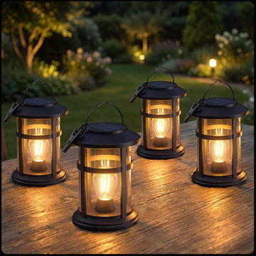 Solar Lanterns Outdoor Waterproof, Hanging Solar Lantern, 4 Pack