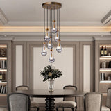 Raindrop Pendant Lights Kitchen Island Teardrop Gold Hanging Light Fixtures Clear Solid Glass Pendant Light Modern Chandeliers for Dining Room Porch Corridor Living Room (7-Light) A121-B0CJF625HL