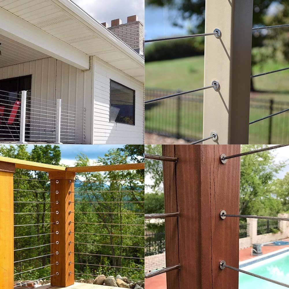 120 Pack Stainless Steel Protector Sleeves for 1/8" 5/32" or 3/16" Deck Cable Railing, for Wood/Composite Posts, T316