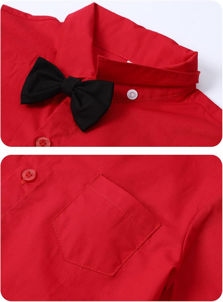 Toddler Boy Suit Baby Dress Outfit, Suspender & Bow Tie 12M