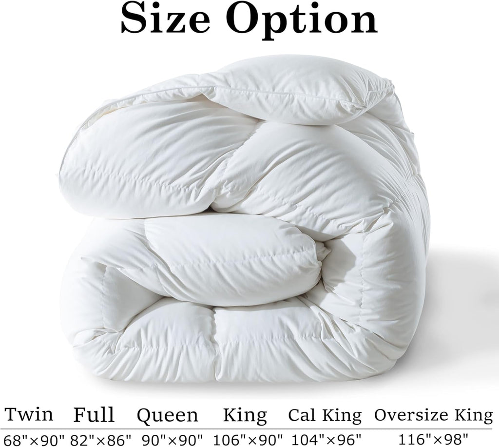 Feather Comforter Twin, Filled with Feather and Downfiber, All Season White Fluffy Duvet Insert