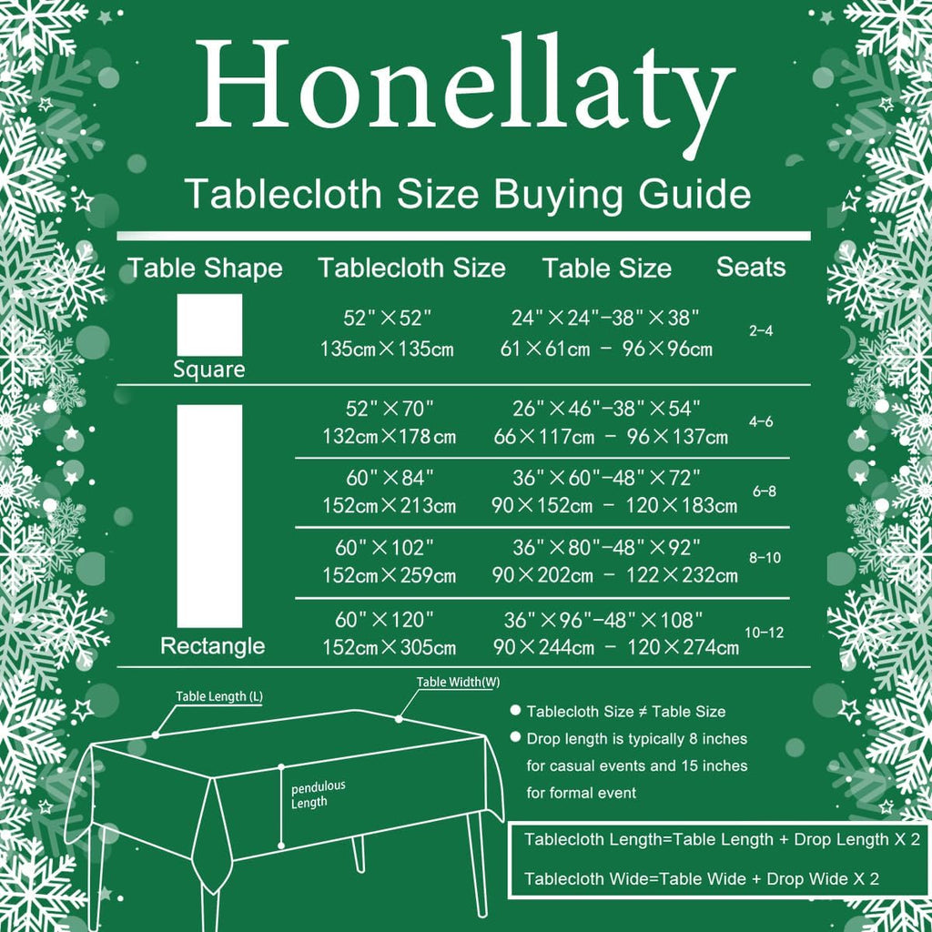 Christmas Green Tablecloth Rectangle, Jacquard Spill Proof Table Cloth with Snowflake Patterns, Dama