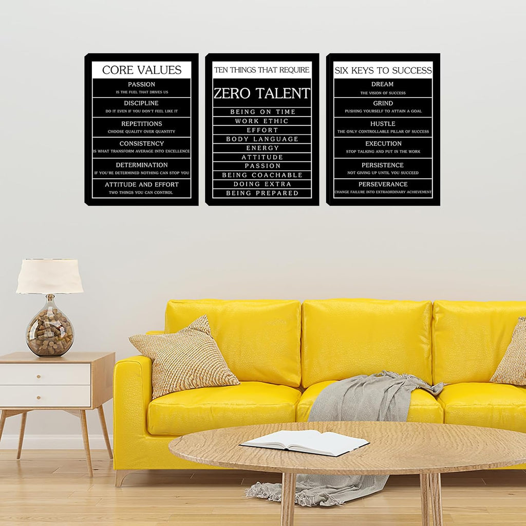 Inspirational Motivational Wall Art Set - Canvas Wall Art Framed Paintings - (36''W x 16''H)